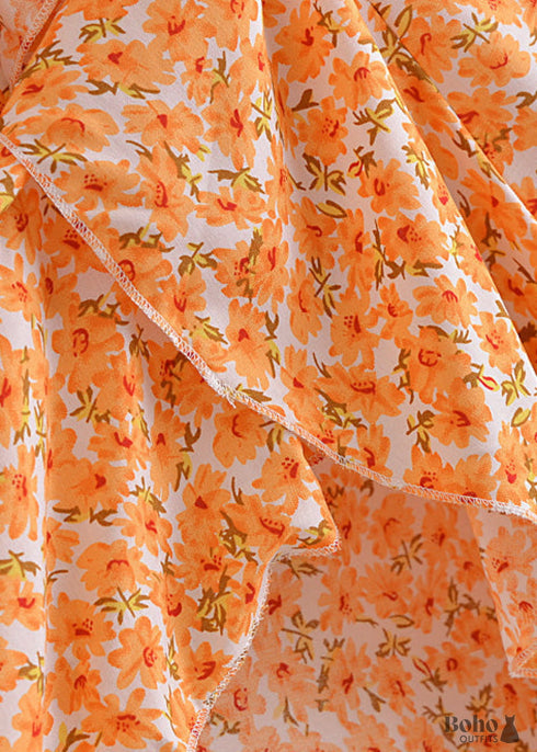 Faldas bohemias cruzadas, margaritas en color azafrán para mujer